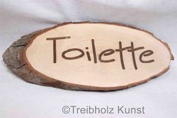 Toiletten Schild Rindenscheibe